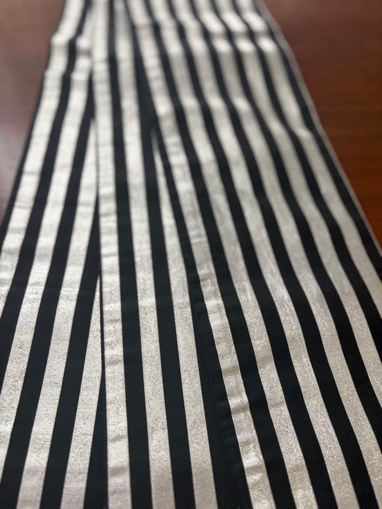 Antique half-width belt ☆ Black and silver line pattern