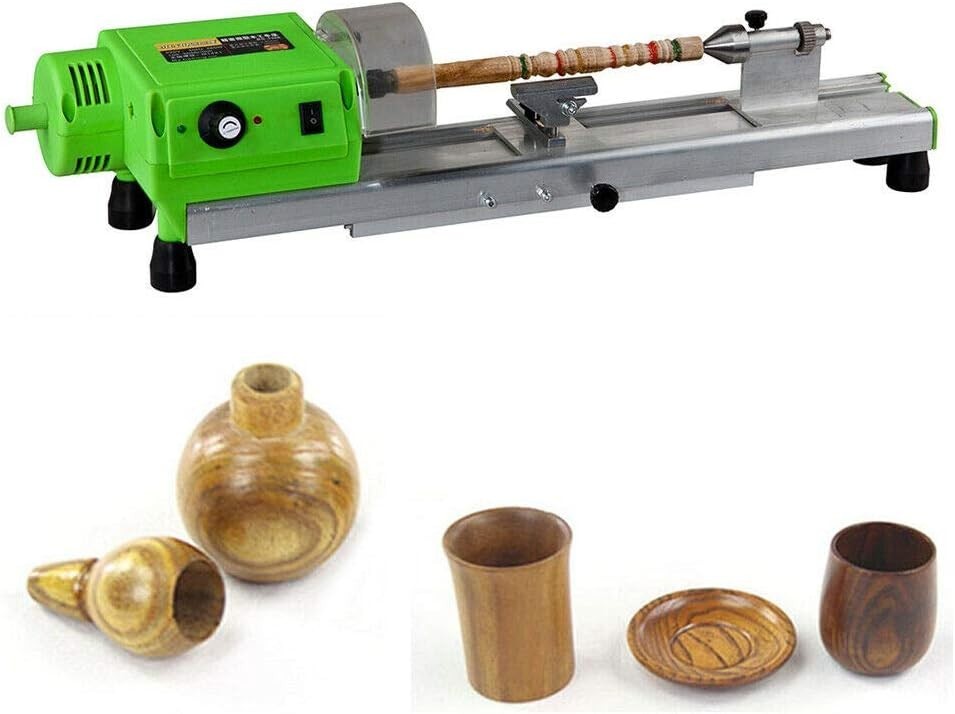 Compact Mini Wood Lathe with Variable Speed Control - Perfect for DIY Crafts