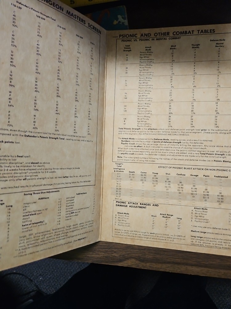 Advanced Dungeons & Dragons Dungeon Masters Screen AD&D 1st Edition TSR 9024