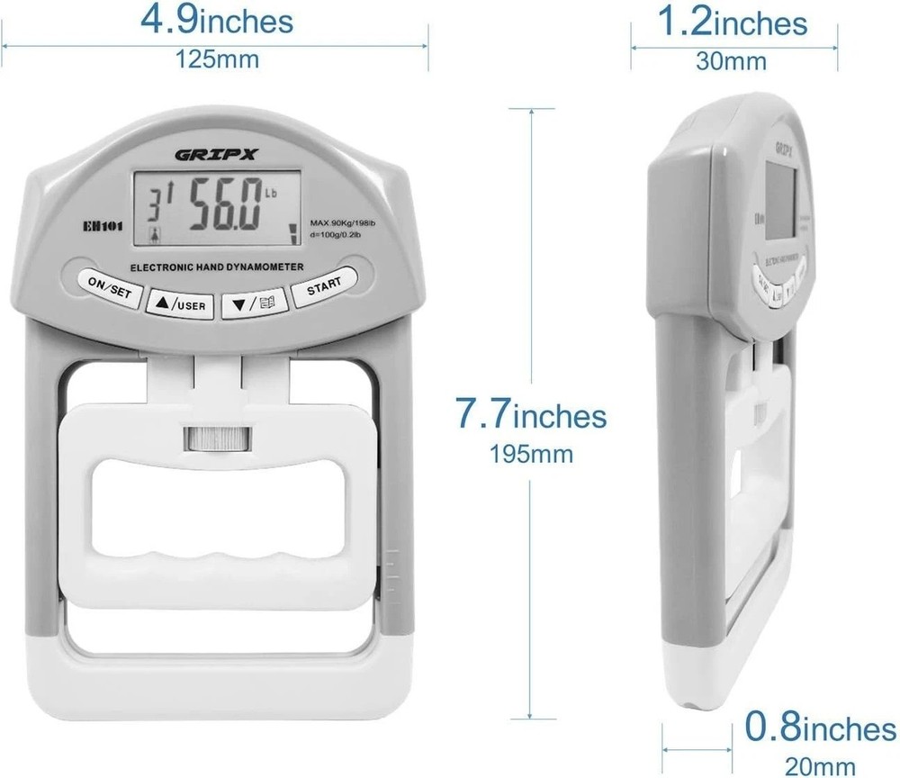 Digital Hand Dynamometer Grip Strength Measurement Meter Auto Capturing Elect...