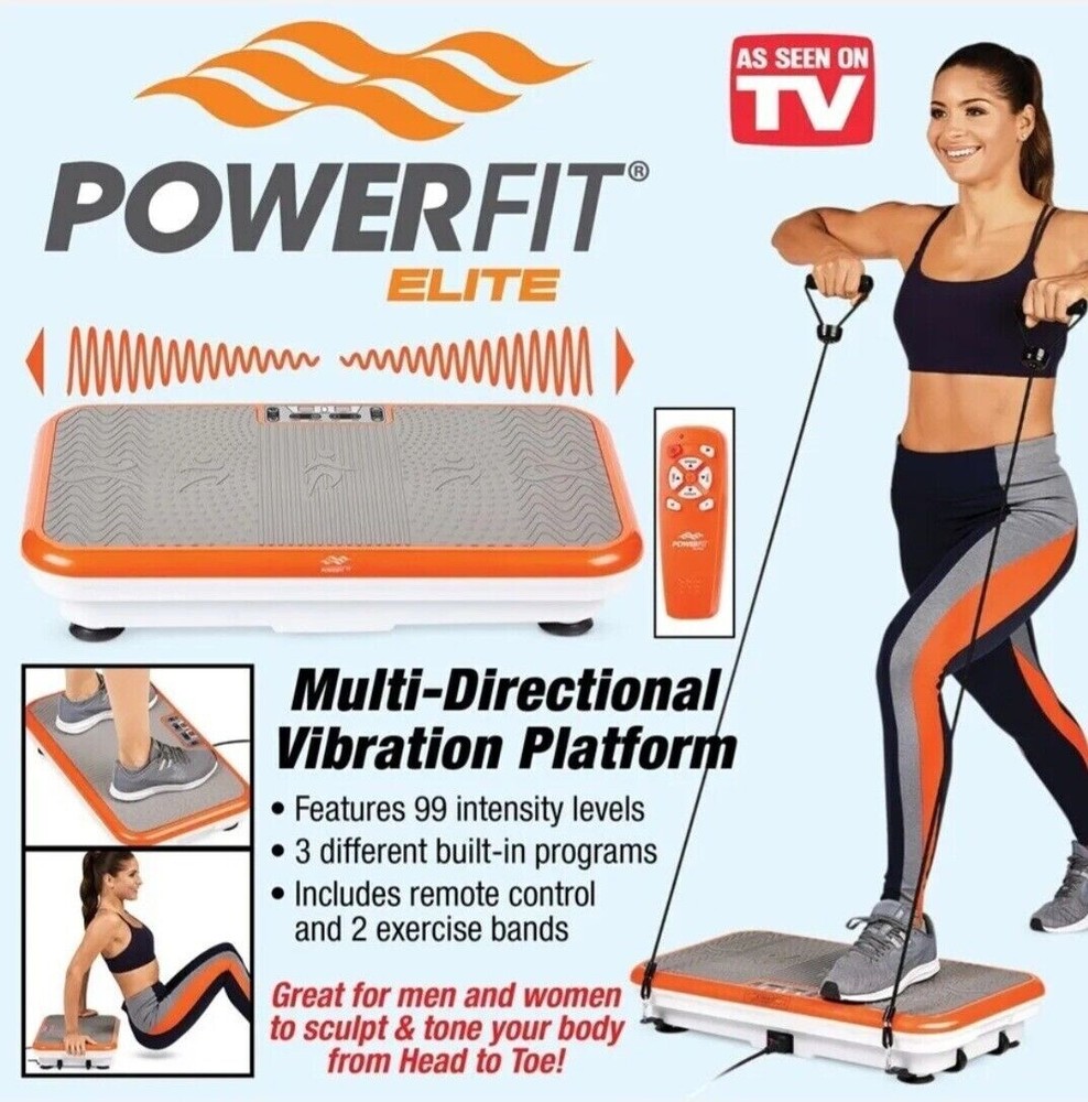 Powerfit Elite Vibration Plate Exercise Machine with Loop Resistance Bands - OB!