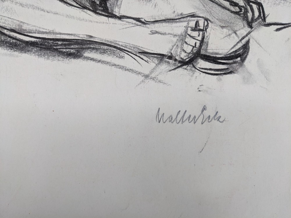 Walter Eck, female nude, drawing, autographed