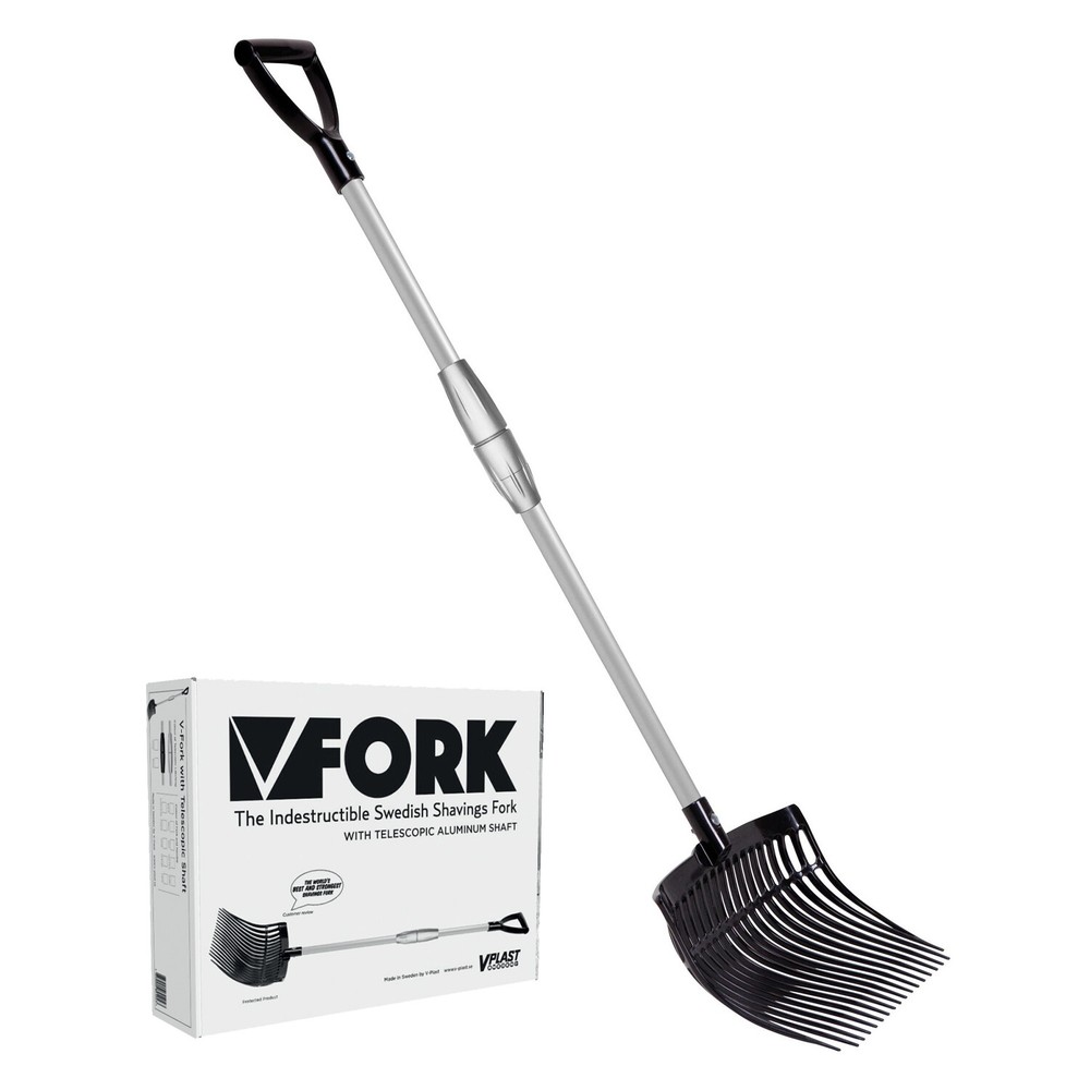 INDESTRUCTIBLE STABLE FORK WITH TELESCOPIC ALUMINUM HANDLE