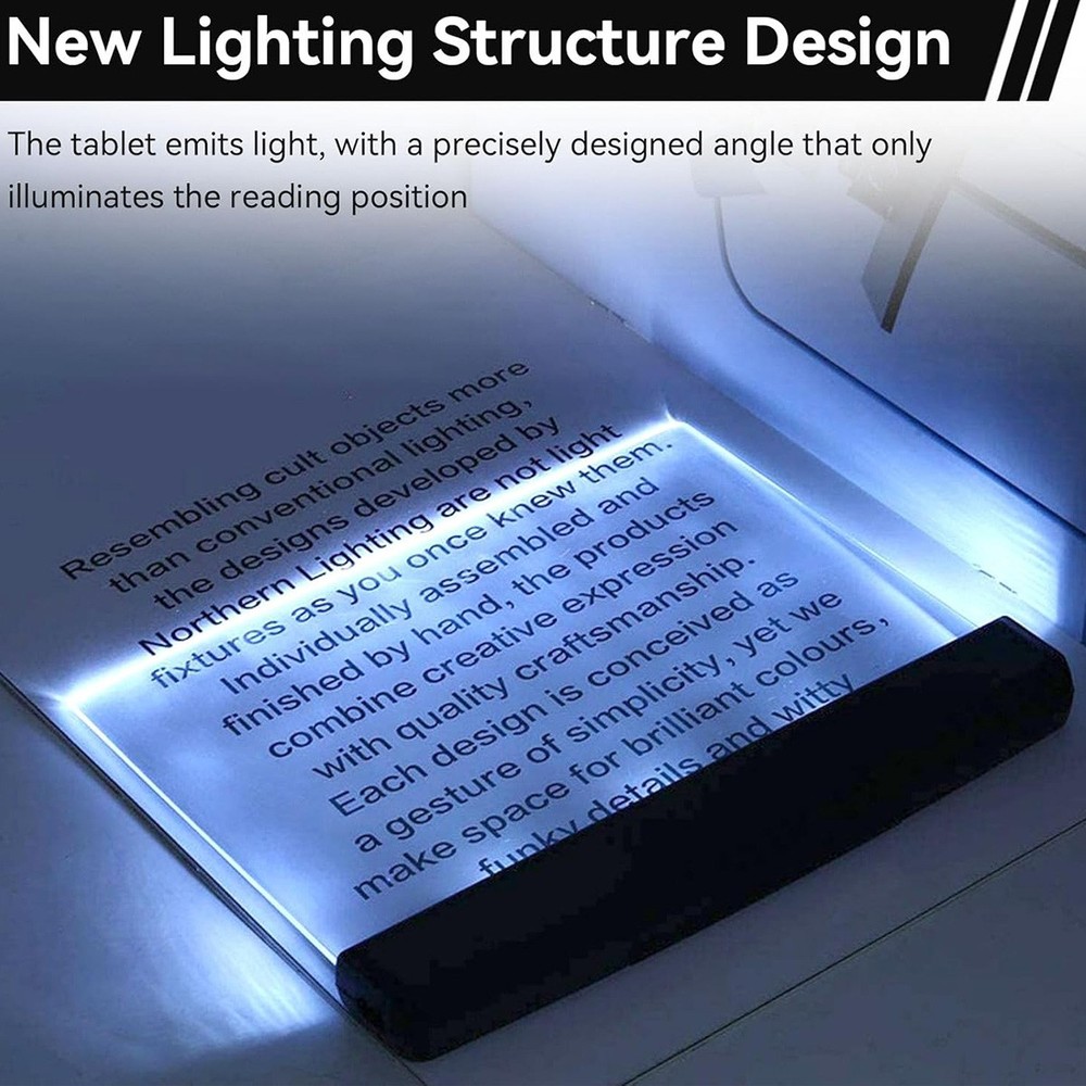 Flat LED Book Light for Reading - Clear Bookmark Light - Wireless