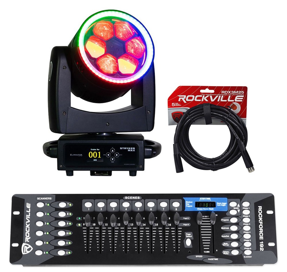 Eliminator Lighting ADJ Stryker Max RGBW LED Moving Head Light+DMX Controller