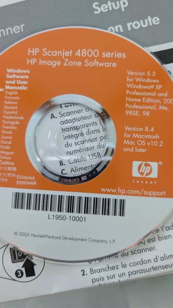 HP Scanjet 4800 Series Image Zone Software CD for WINDOWS AND MAC w/paperwork