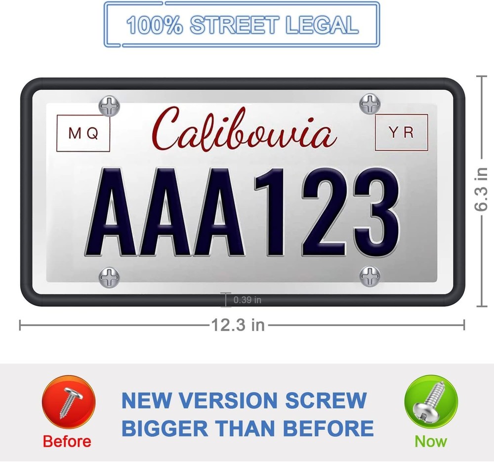 2 Pack Silicone License Plate Frame - Rust Proof & Weather Proof - Black