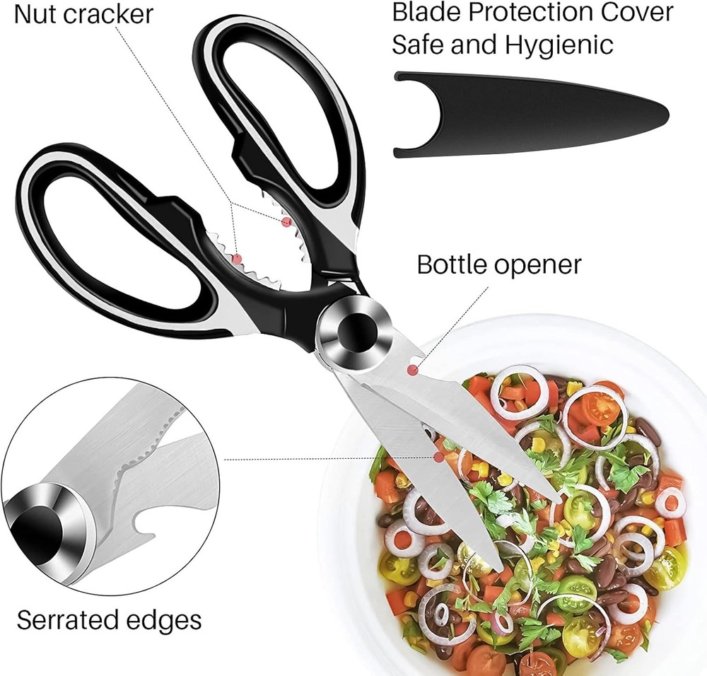 2× Kitchen Scissors Heavy Duty Premium Sharp Kitchen Shears Food, Fish, Bones US