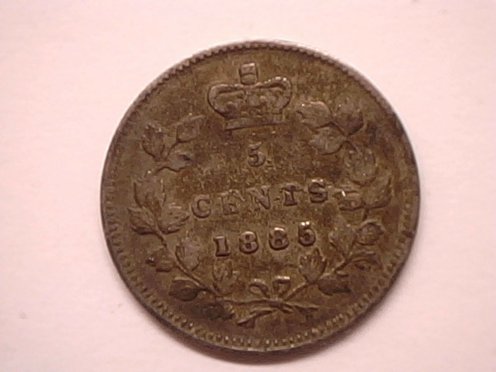 Canada: 1885 Small 5 Five Cents- EF. Nice, original coin.