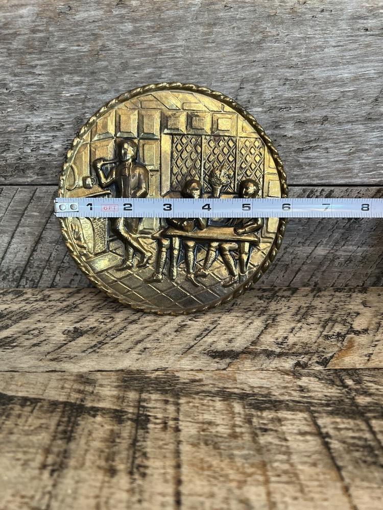Copper Brass Stamped Wall Container Bar Pub Scene