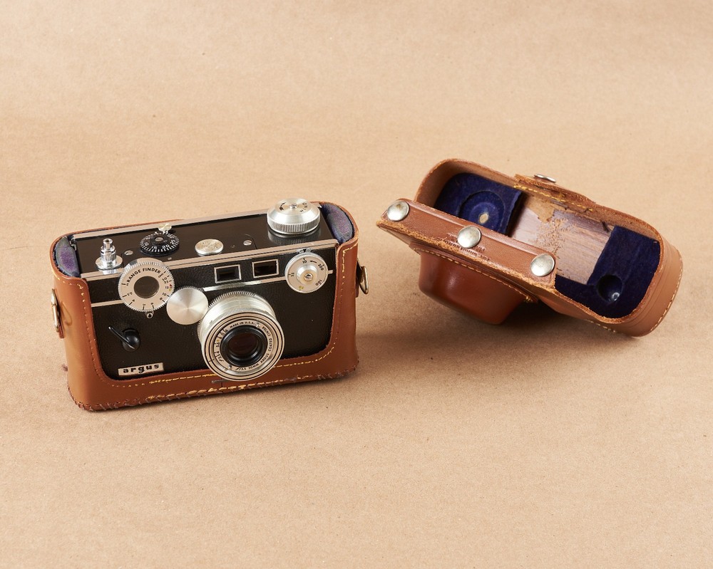 Argus C3 camera-working w/leather case, excellent condition, for use or display