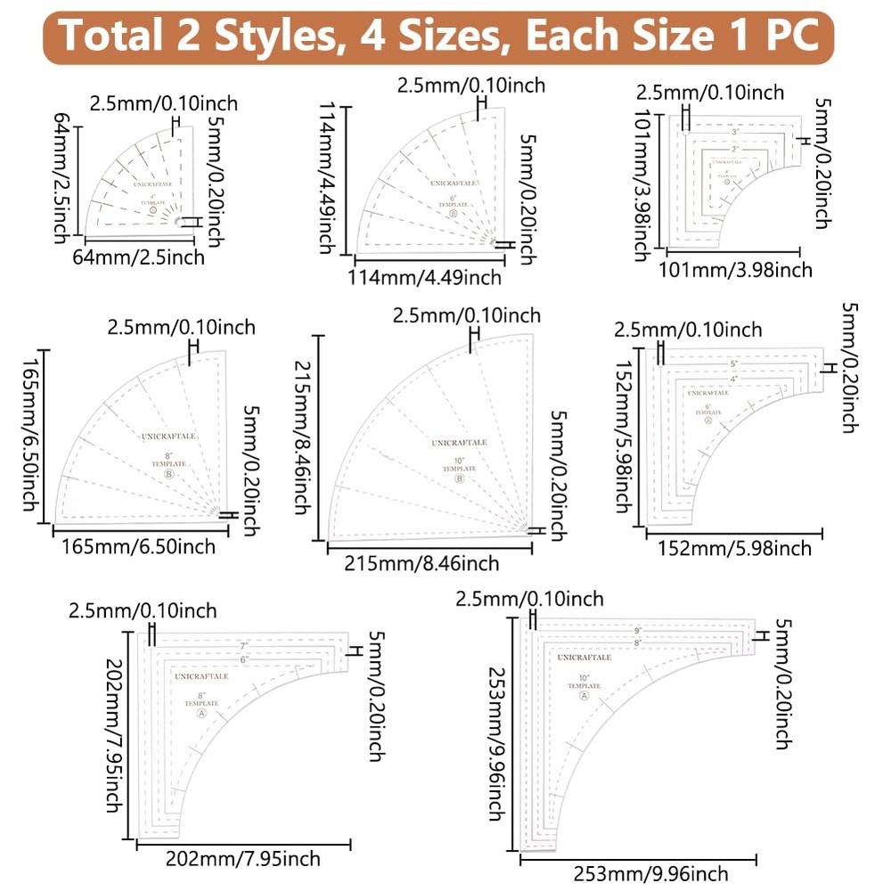 Drunkards Path Quilting Template Acrylic Ruler Sewing Cutting Tool