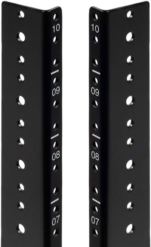 10U Vertical Rack Rail Pair DIY Kit with Hardware, Black