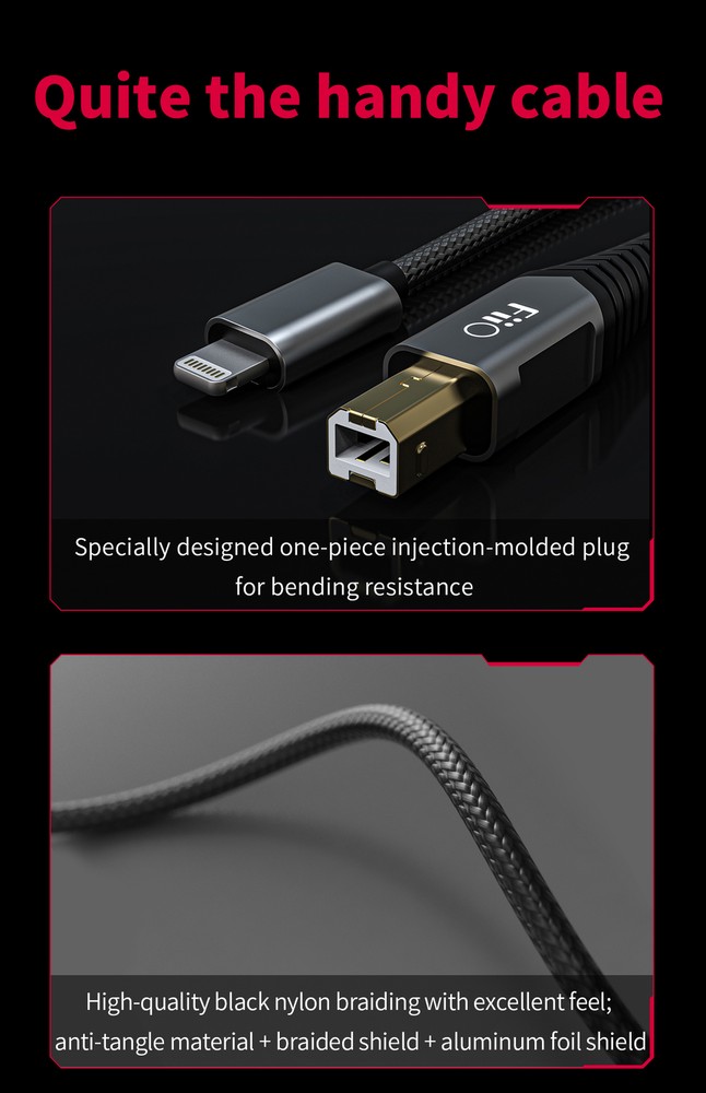 FiiO USB TYPE-B TO USB C TYPE C/LIGHTNING ADAPTER CABLE LD-TC1/LD-LT1