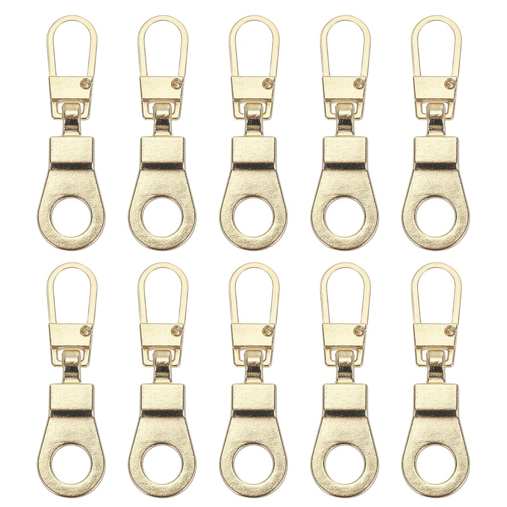 Zipper Pull Replacement, 10 Pcs Detachable Zipper Tab Repair Kit, Light Gold