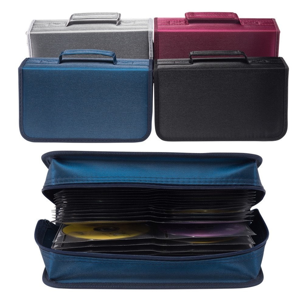 CD DVD Organizer Book, 128 Disc Library Storage, Durable Wallet, Black