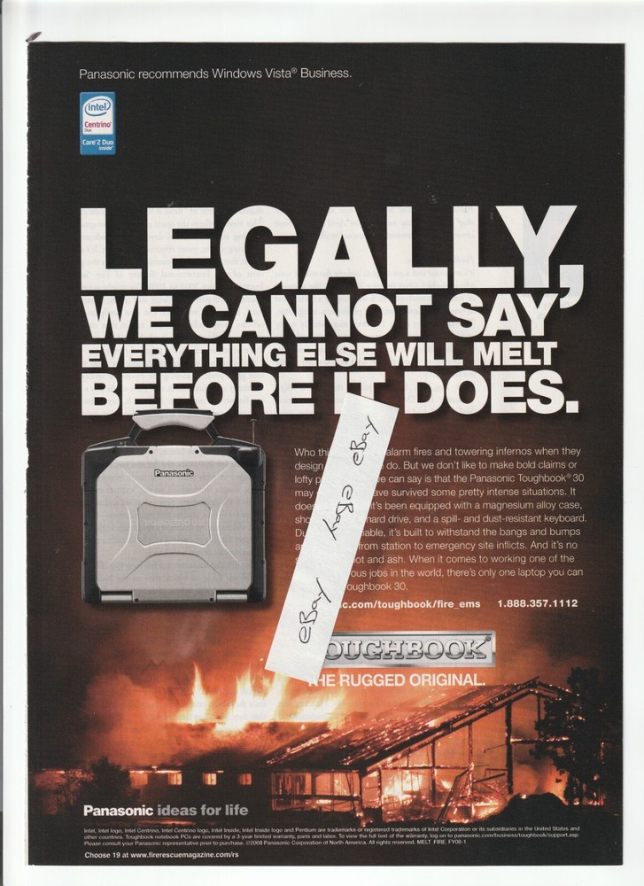 PANASONIC TOUGHBOOK Magazine AD ~ FIREFIGHTER Computer