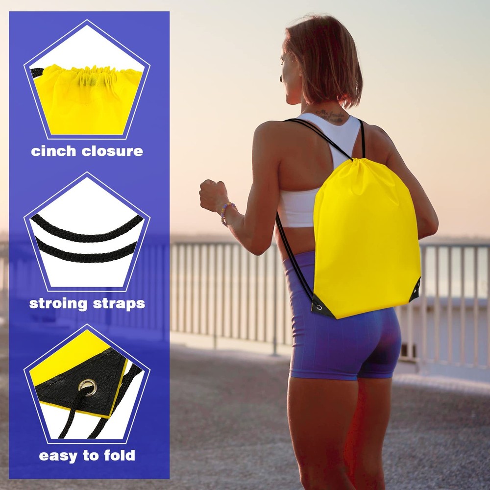 Sieral 150 Pcs Drawstring Backpack Bulk Polyester Assorted Colors