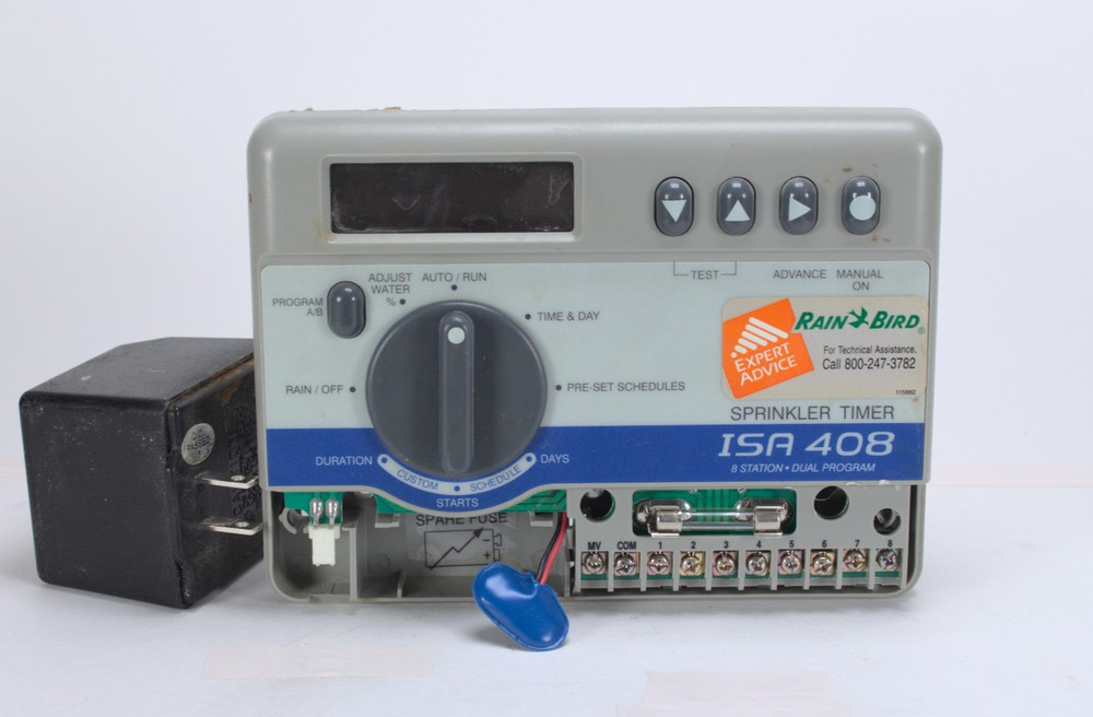 Rain BIRD ISA-408 8 Station Dual Program Sprinkler Timer - Missing Cover
