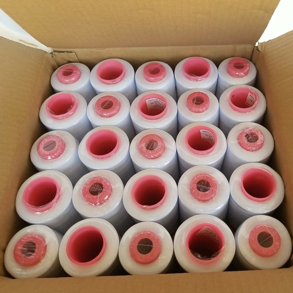 50 Spools WHITE Multi Purpose Serger Sewing Threads T27 Quality 6000 YDS / Cone