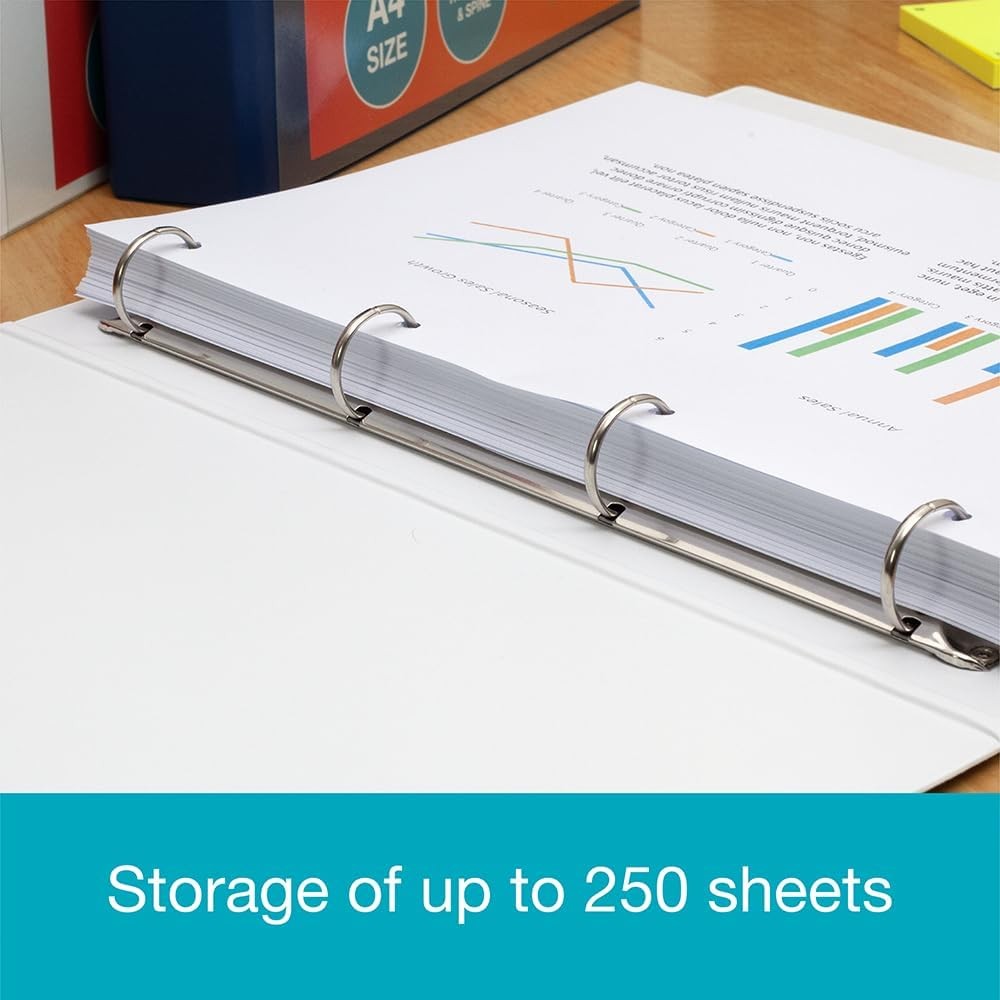 Elba Vision A4 30 mm 4 O-Ring Binder, White Single White A4 4 Ring