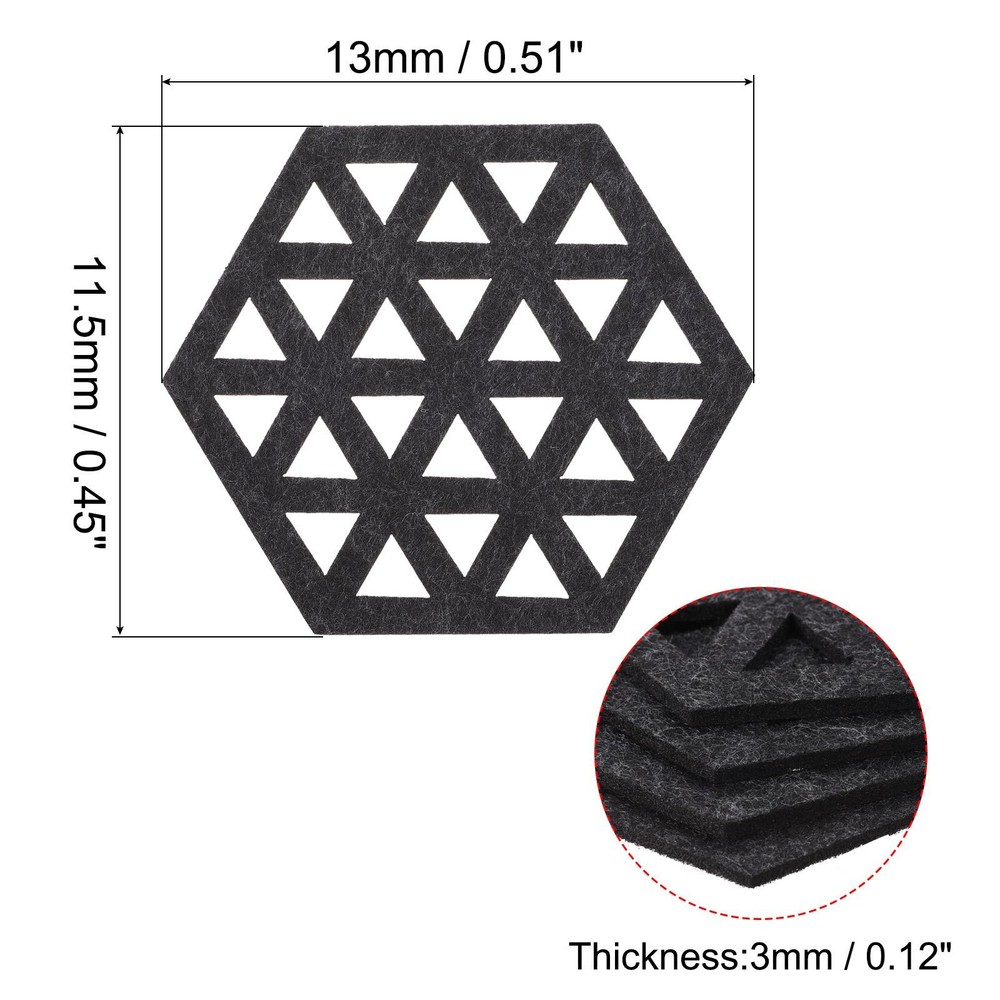 Felt Coasters 4pcs Hexagonal Coasters Coasters, Dark Grey