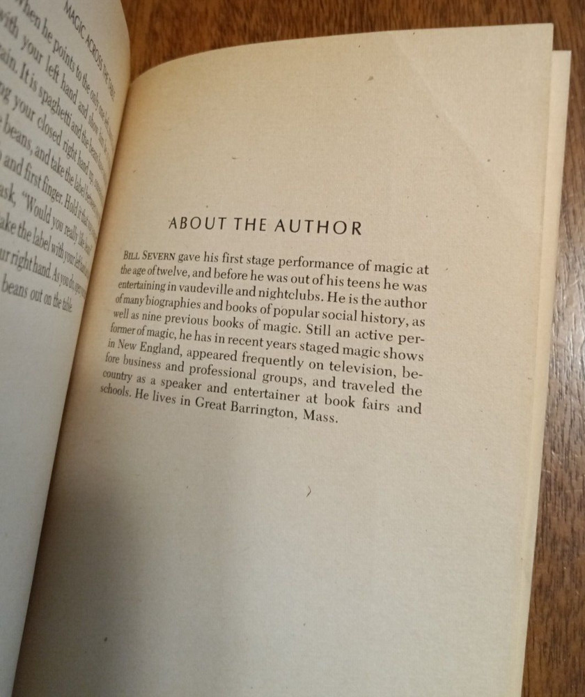 Magic Across The Table; Severn, Bill, 1973 - Magic Book