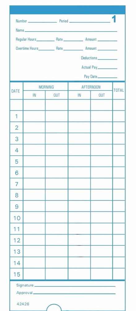200 Count, Form 42426, Time Cards for Pyramid Model 2400