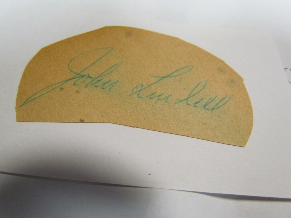 John Lindell autographed Cut/Index Card