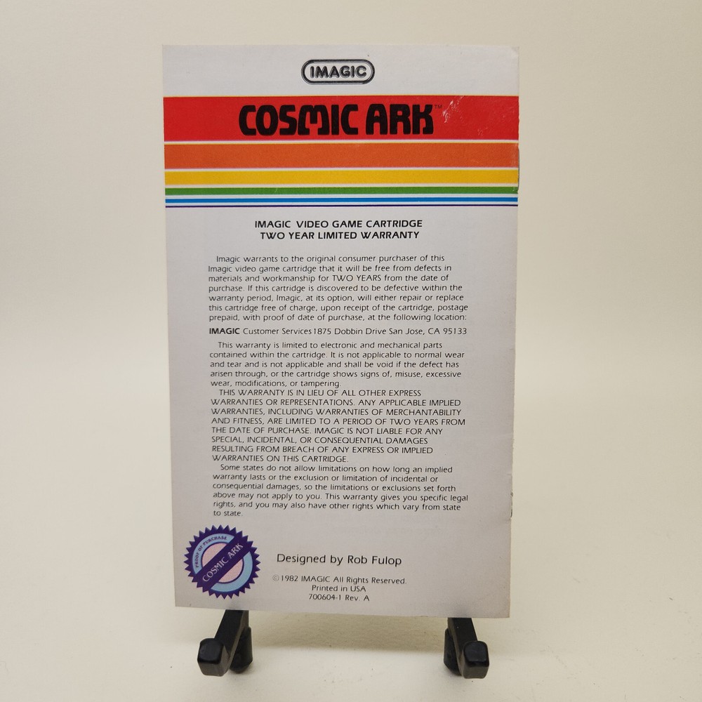 Atari Instruction Manual Booklet - Cosmic Ark 1982