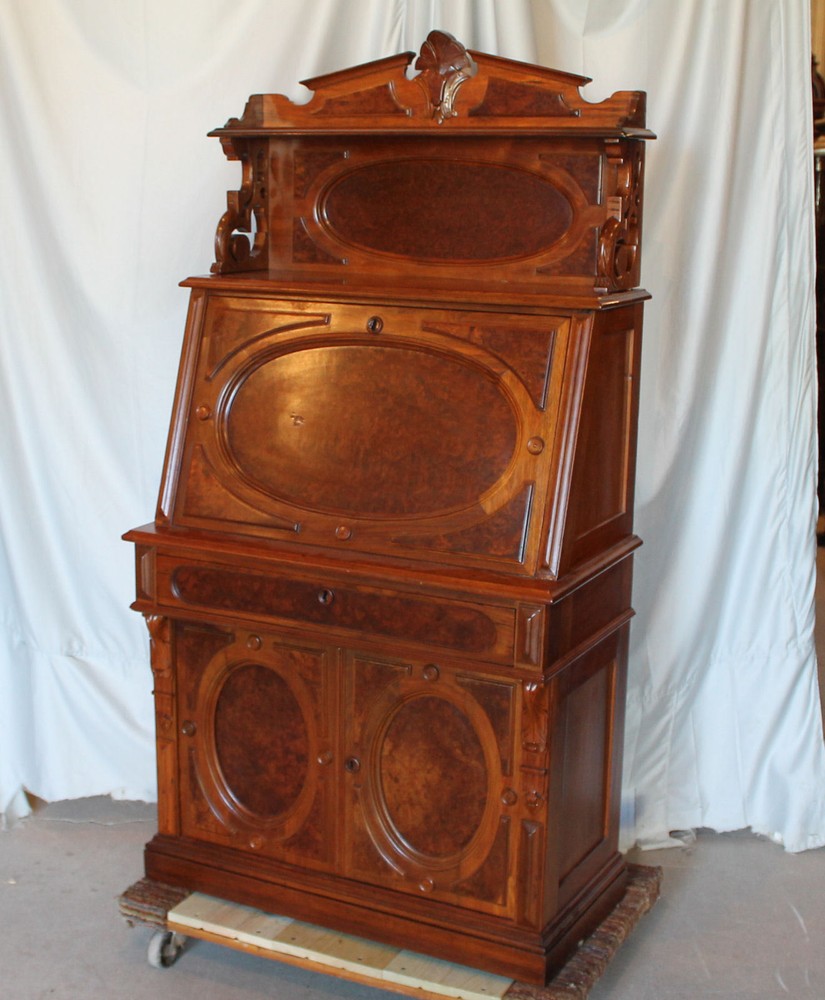 Antique American Victorian Walnut Slanted Drop Front Desk