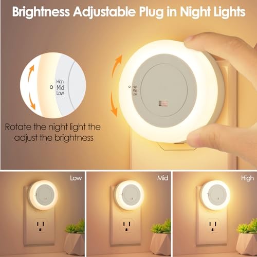 LED Night Lights Plug in, Dimmable Nightlight Plug Into Wall with Soft White