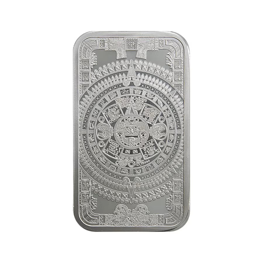 Silver 5 oz Aztec Calendar Bar