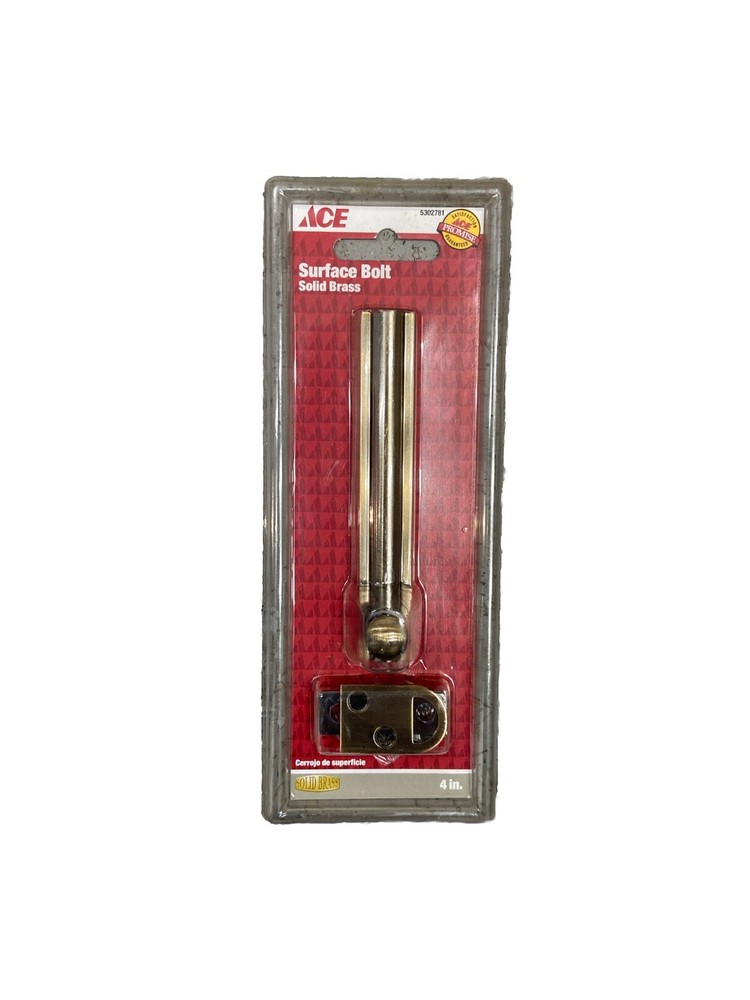 Ace Brass 4 Inch Solid Brass Door Surface Bolt - NEW