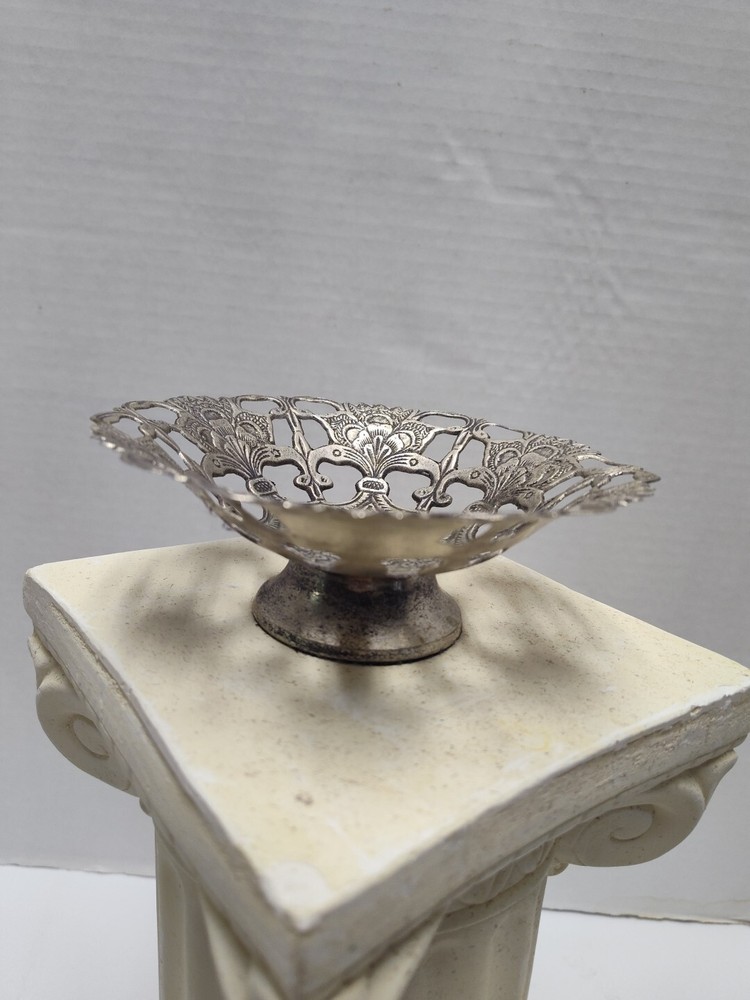 Vintage Footed Silver Filigree Style Bowl