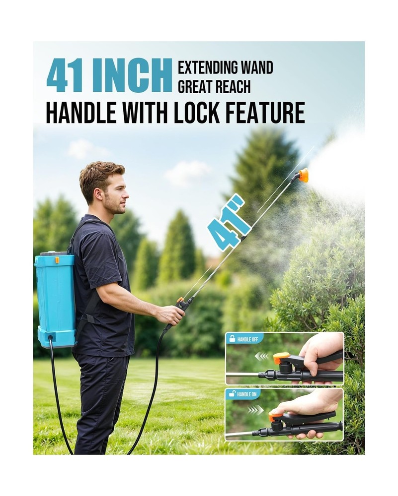 Battery Powered Backpack Sprayer 4 Gallon, 120PSI Adjustable Pressure & Light...