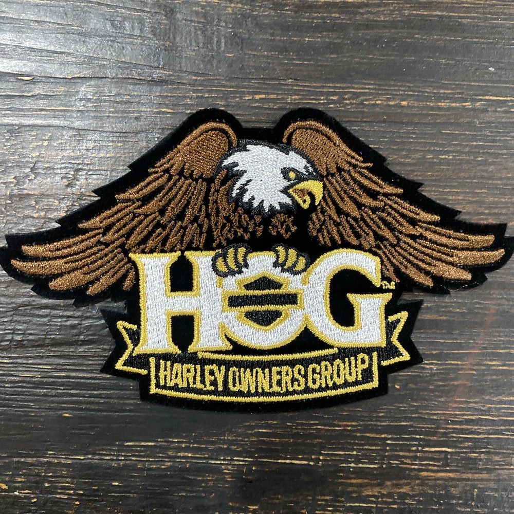 NEW Harley Davidson Owners Group Member Embroidered Eagle Patch & Gold Pin