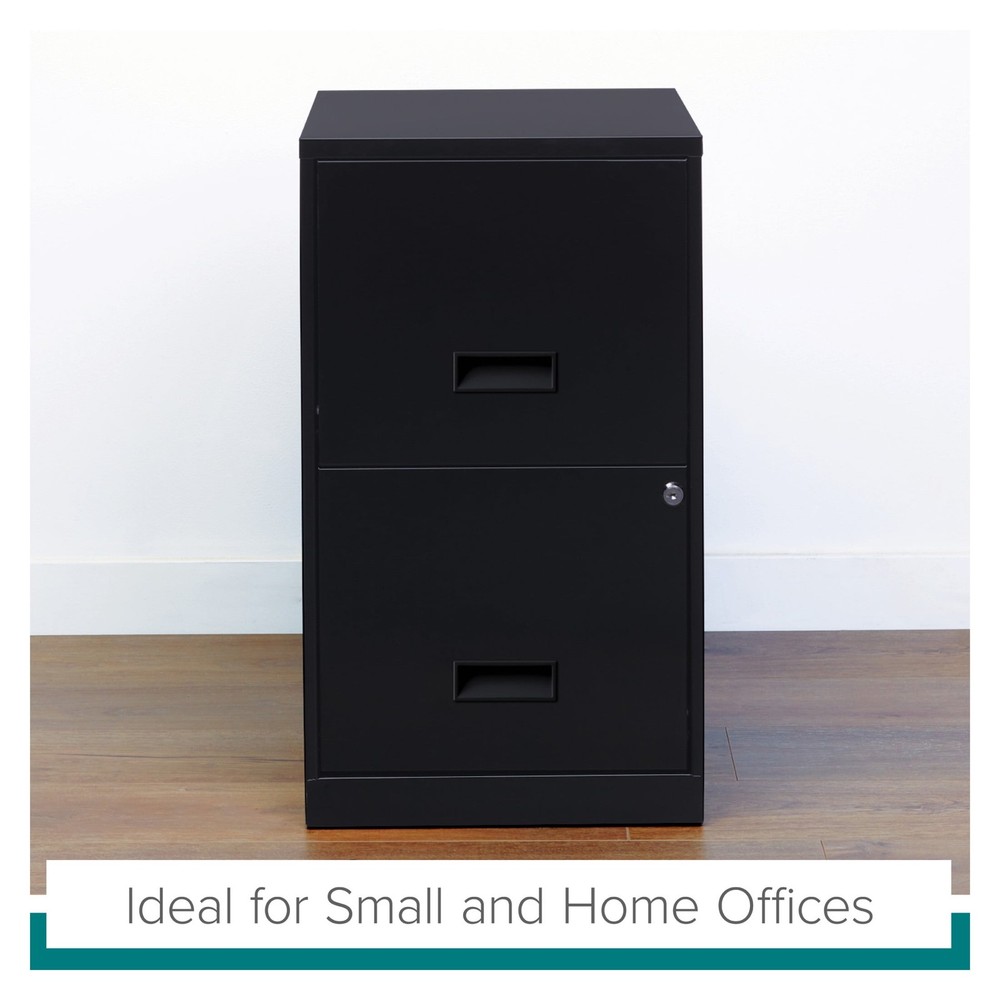 18" Deep 2 Drawer Letter Width Vertical File Cabinet, Black