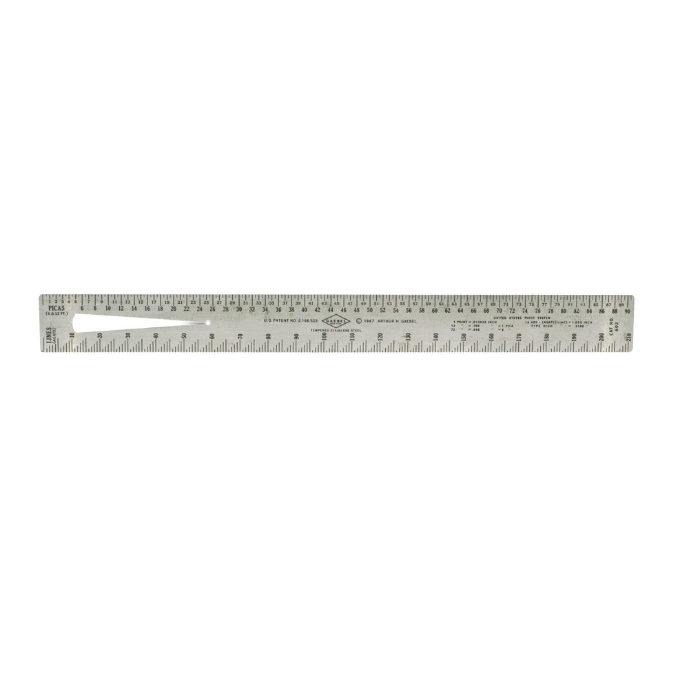 GAEBEL 602 Printers Comparative Scale  Ruler   15 inch  USA
