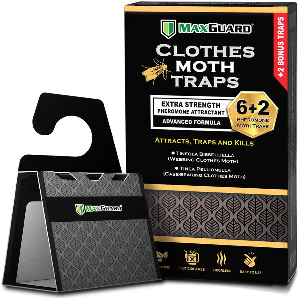 Maxguard Clothes Moth Traps (6+2 Free Traps) with Extra Strength Pheromones | N