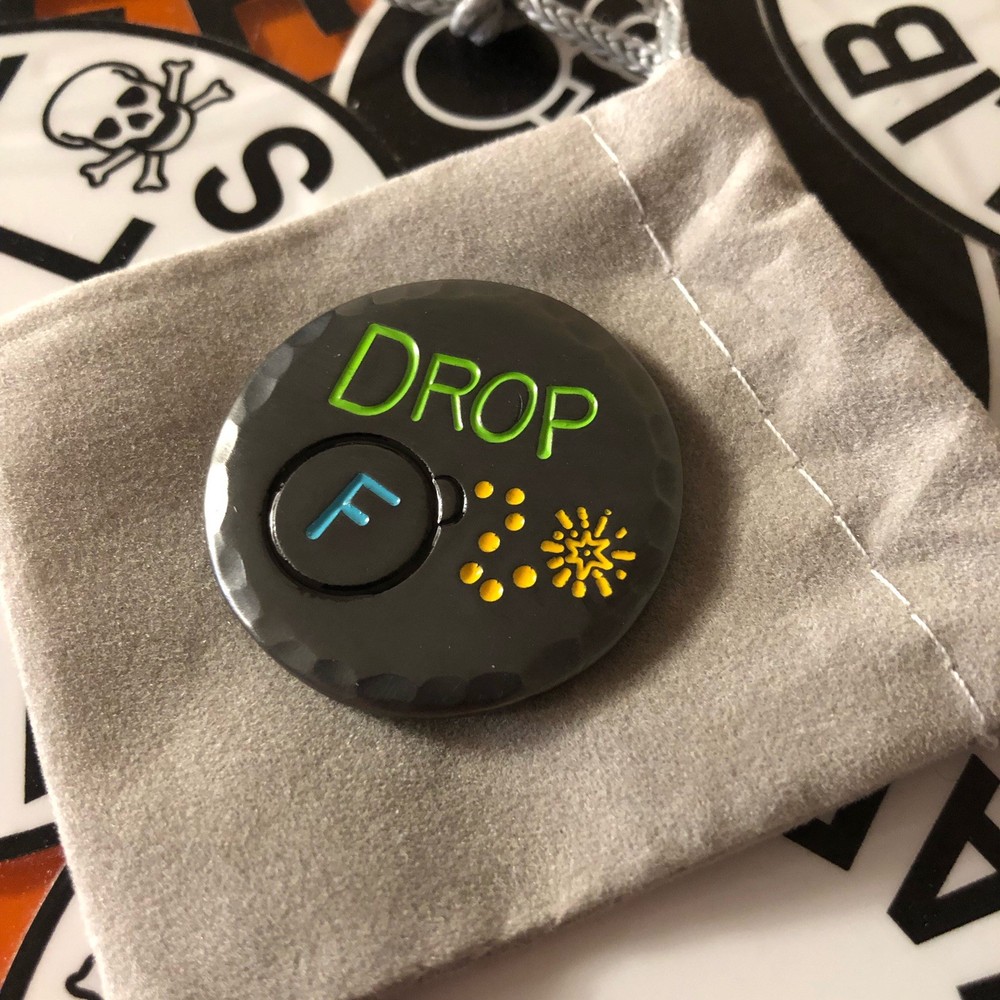 DROP F BOMBS - Custom Hand Made Blackened Copper Golf Ball Marker