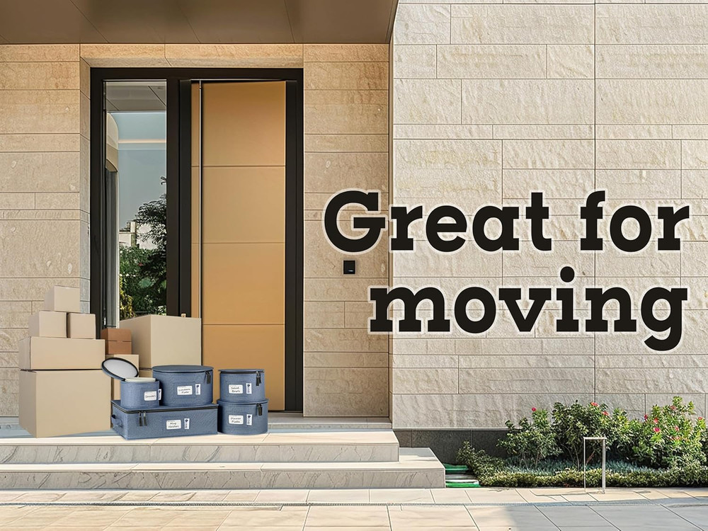 Denim Blue Hard Shell Storage Containers Set for Dinnerware - Service for 12