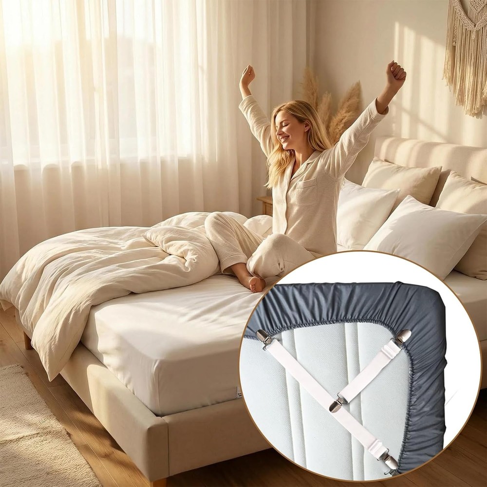 Adjustable Elastic Fitted Sheet Keeper Straps Bed Holder Bedsheet Suspenders