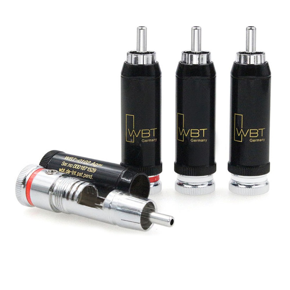 4Pcs Rhodium Plated WBT-0102 RCA Plug Terminal Socket Audio Interconnect Cable