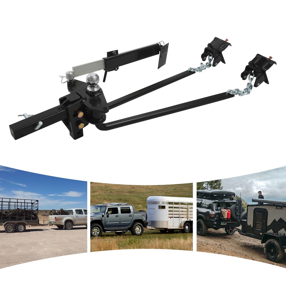 Black Weight Distribution Hitch 1000 Lbs Capacity For 7" Trailer Frame W/ Tools