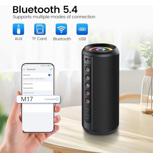 Portable Bluetooth Speaker, 2026 Bluetooth 5.4 Wireless Speaker with 20W HD