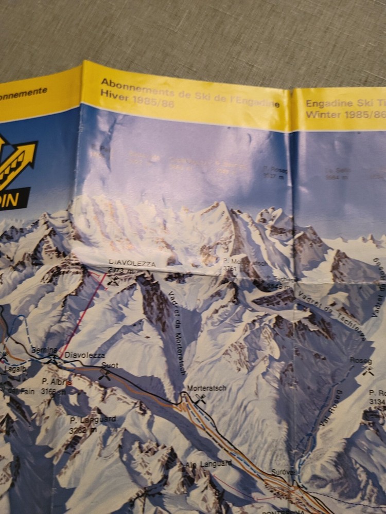Engadin Ski Map Winter 1985/86 Used, Good.