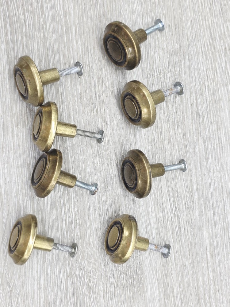 8 Vintage Brass Round Reclaimed Drawer Pulls Knobs With Hardware