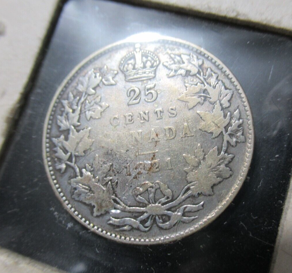 Canada 1921 Silver 25 Cents, Nice Coin