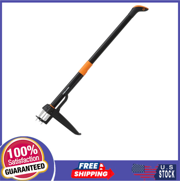 Fiskars 4-Claw Stand-Up Weed Puller, 39" Ergonomic Handle with Easy-Eject